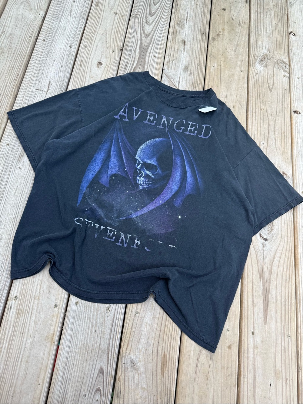 Vintage 2000s Avenged Sevenfold Black Graphic Boxy faded Short Sleeve Tee